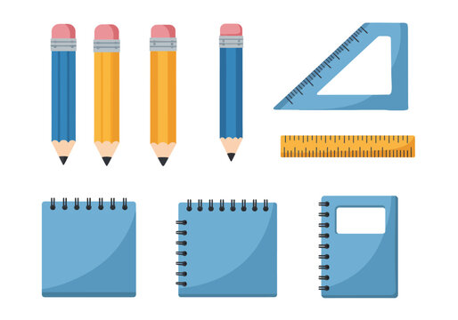 Essential Stationery Vector Art Pencils, Rulers, and Notebooks for School and Office Needs