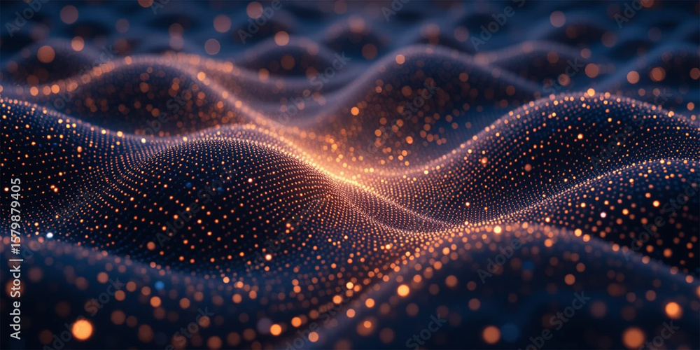 Aufkleber a minimalist mesh pattern full of glowing dots in a line style viewed from an aerial perspective