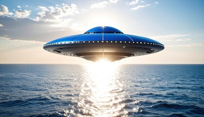 Obraz premium UFO over water at sunset