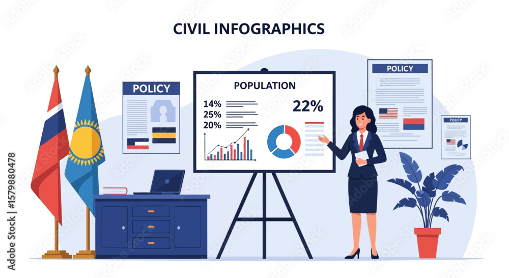 Poster effective presentation of governmental data using policy and civil infographics