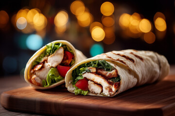 Grilled chicken wraps with fresh lettuce and tomato