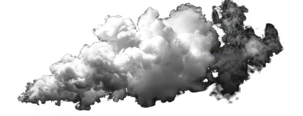 Dense, billowing white cloud or smoke