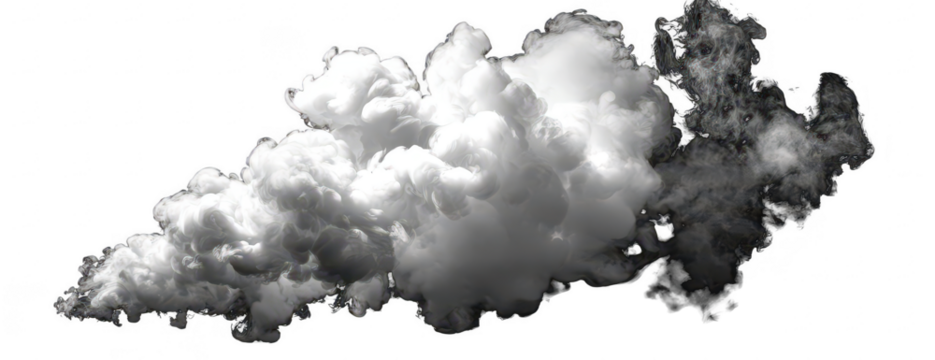 Dense, billowing white cloud or smoke