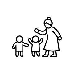 Senior woman playing and interacting with children at home  