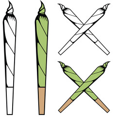 Set of weed joint vector illustration. Crossed weed joint	