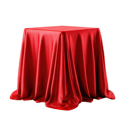 Red silk draped cube