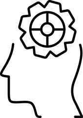 Gear in Head Minimalistic Line Icon for Web and Graphic Design, Apps, Banners, Social Network and Cards