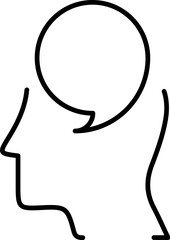 Speech Bubble in Head Minimalistic Sign for Web and Graphic Design, Apps, Banners, Social Network and Cards
