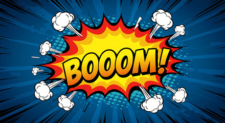 Comic Book Explosion with BOOM Text and Pop Art