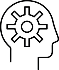 Obraz premium Gear in Head Editable Stroke for Graphics, Designs, Books, Adverts, Apps