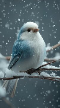 Japanese snow fairy bird spreading wings