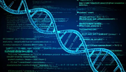 DNA helix in digital code background