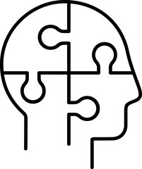 Puzzle in Head Line Icon for Graphics, Designs, Books, Adverts, Apps