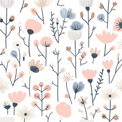 Plant leaves and flower textures, exquisite vector floral patterns.	
