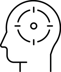 Target in Head Minimalistic Pictogram Drawn with Thin Line