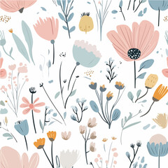 Plant leaves and flower textures, exquisite vector floral patterns.	