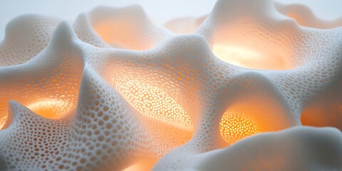 Abstract Organic Structure with Light Orange Highlights and Textured Surface for Scientific or Artistic Use