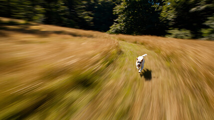 Obraz premium Jack Russell terrier dashing through a meadow, embodying pure joy and freedom in motion.