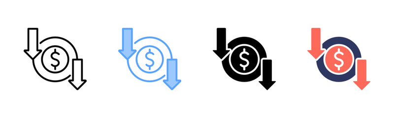 Cost Reduction icon sheet multiple style collection
