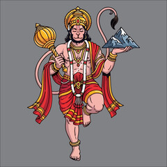 Obraz premium god hanuman vector