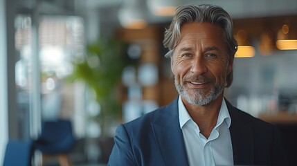 Fototapeta premium Smiling mature businessman in office.