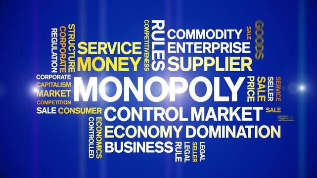 Monopoly animated word cloud-text design animation tag kinetic typography seamless loop.