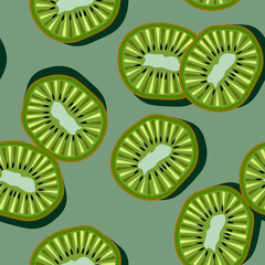 Fototapeta premium seamless pattern of kiwi in section