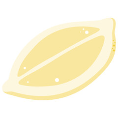 Simple illustration of a half-cut yellow lemon, ideal for healthy food, drinks, and cooking concepts.