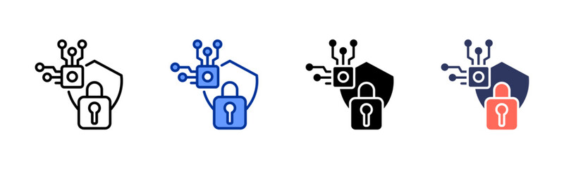 Cybersecurity icon sheet multiple style collection