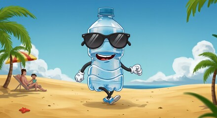Cool Water Bottle on Beach Vacation