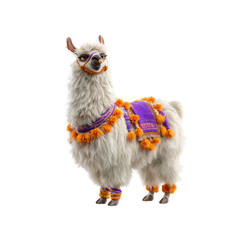 Adorned Llama  Charming Andean Alpaca in Traditional Clothing