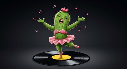Cactus Ballerina Dancing on Vinyl