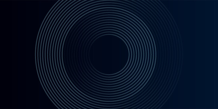 Blue abstract background with glowing circles. Swirl circular lines pattern. Geometric spiral. Twirl element. Modern graphic design. Futuristic technology concept.