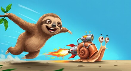 Fast Sloth and Turbo Snail: A Hilarious Race!