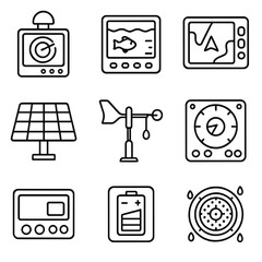 Computer autopilot waterproof vector boat device onboard icon tech icons radar navigation