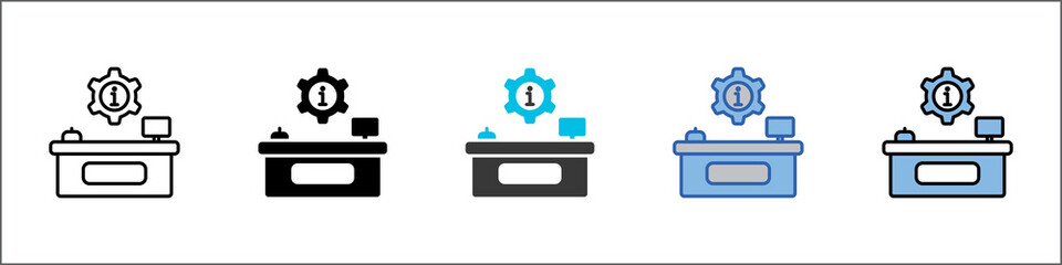 Reservation Desk Icon Pack Multistyle Illustration