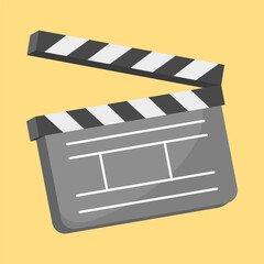 Fototapeta premium Film Slate Icon: A clean and minimalist image of a film slate, a classic symbol of cinema and filmmaking. This graphic is perfect for projects related to the movie industry and video production.