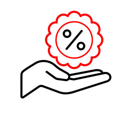 hand drawing of percent money icon vector editable