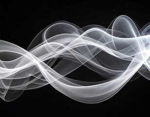 Abstract wavy white lines on black background