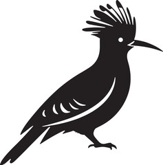 Stylized black silhouette of a hoopoe bird with distinctive crest