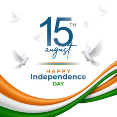 Happy Indian Independence Day Celebration Social Post Design Template, Happy 15th August Patriotic Day Creative Banner Tricolor Background