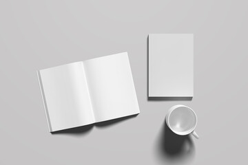 Clear Magazine Cover Template Isolated On White realistic illustration of white ceramic mugs on a transparent background with Mockup of a mug for drinks. White, black, realistic isolated cup.