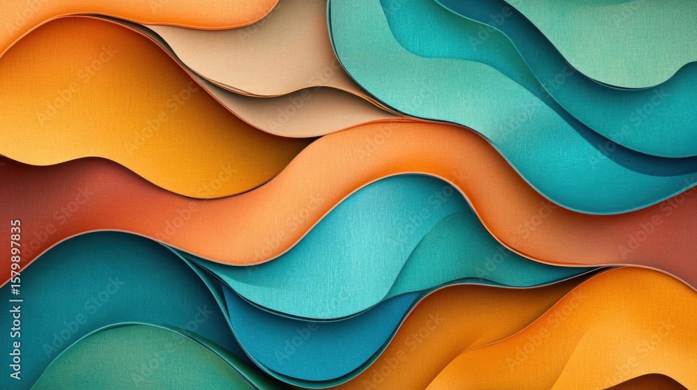 Fototapete abstract waves cascade with texture and color