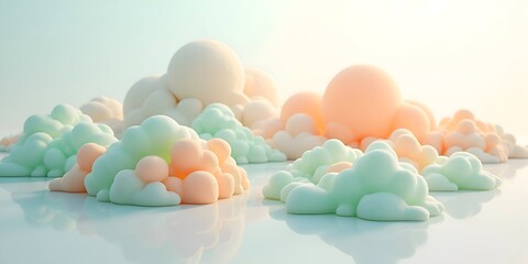 Pastel Clouds 3D Render with Soft Light Creates Dreamy and Serene Visual Effect