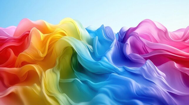 Colorful Abstraction Forms a Wavy, Textured Landscape with Gradient Color Theme - Powered by Adobe