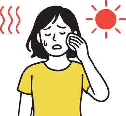 더위에 힘들어 하는 여성