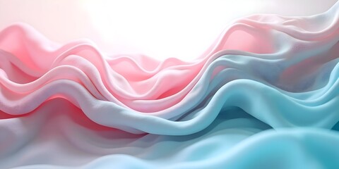 Elegant flowing silk fabric with soft pastel pink and blue colors creating dreamy waves