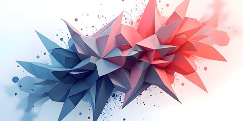 Abstract crystalline structure with facets showcasing dynamic color gradient contrast