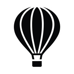 Naklejka premium Hot Air Balloon With Basket Icon Vector Illustration