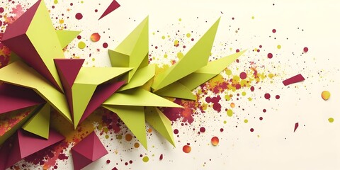 Geometric shapes art with color splash evokes vibrant energy and creativity